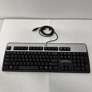 Genuine HP Desktop Black & Silver Wired USB Keyboard SK-2885 Tested  - Picture 1 of 6