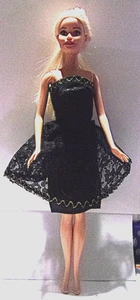 Vintage Barbie Black Lace Evening Cockitail Dress w/Shrug Hong Kong - Picture 1 of 6