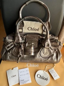 Chloe Paddington Hand Bag Metallic Padlock Key Silver Hardware Used 112517 - Picture 1 of 14