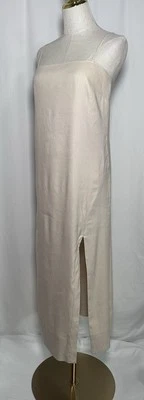 Antonio Melani Dress Midi XL Spaghetti Linen Blend Slit Stretch Natural $159 - Image 1 of 4