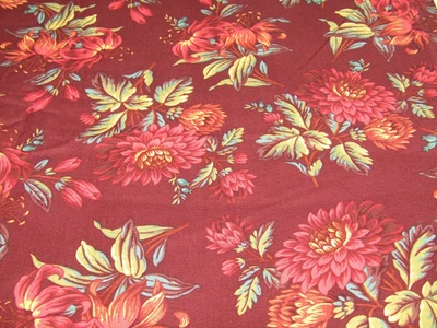 2 YARDS FRENCH QUARTER PAULA BARNES BONNIE BLUE QUILTS MARCUS LARGE FLORAL - Image 1 of 4