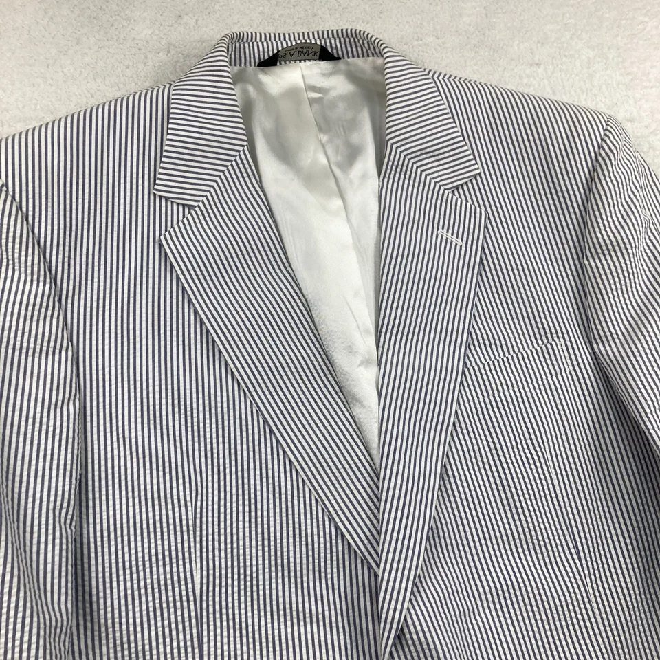 Jos A Bank Seersucker Traje Chaqueta Blazer Hombre 42L 42 Largo Azul Blanco Rayas Foto 1 de 4