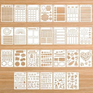 Ruicaifu 26Pcs Journal Stencils for Crafts, Reusable DIY Stencil Templates Craft - Picture 1 of 7