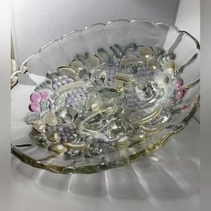 Vintage Indiana Glass Garland Oval Footed Centerpiece Fruit Bowl Iridescent - Imagen 1 de 8