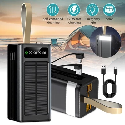 Banco de alimentación 70000 mAh 120 W carga rápida portátil y LED para viajes al aire libre camping Foto 1 de 4