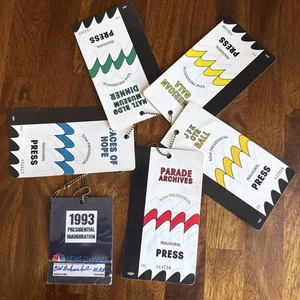 Lote de 6 pases de prensa baile cena gala desfile inauguración del presidente Clinton 1993 - Imagen 1 de 7