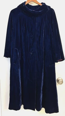 Casaco swing feminino vintage de pelúcia azul veludo botão frontal manga 3/4 forrado de cetim G - Imagem 1 de 4