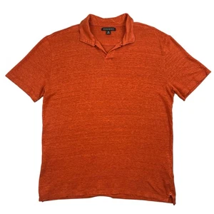 Banana Republic Shirt Men's Medium 100% Linen Rustic Orange Short Sleeve Polo - Picture 1 of 12