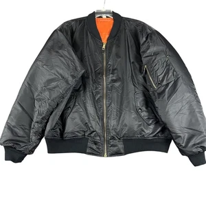 Rothco Jacket Mens 3XL Black MA-1 Flight Bomber Reversible Orange Nylon Military - Picture 1 of 12