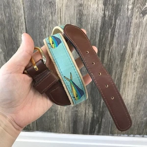 Guy Harvey Mahi Mahi auf neuwertigem Canvas und Ledergürtel Größe 33,5" - Bild 1 von 4