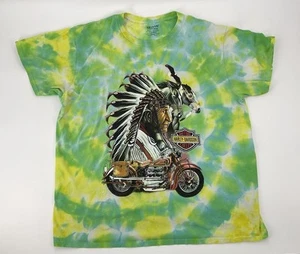 RARA T-Shirt 1994 Harley-Davidson 3D Emblema Tie-Dye XL Capo Nativo Vintage - Foto 1 di 11