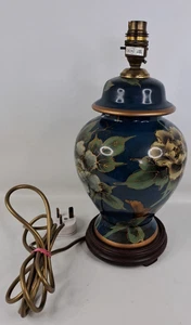 Lámpara de mesa vintage de cerámica china estilo tarro de jengibre azul floral latón accesorio - Imagen 1 de 21
