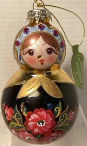 MUÑECA ANIDACIÓN RUSA VIDRIO SOPLADO NAVIDAD ~ ADORNO DE VACACIONES ~ NUEVA CON ETIQUETAS - Imagen 1 de 4