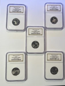 5 Coin Set 2004-S State Quarter 25C Silver PF 69 Ultra Cameo NGC MI FL TX IA WI - Picture 1 of 2