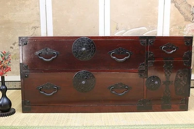 Antigüedades japonesas período MEIJI HAN-TANSU arpa YONEZAWA JIDAI pecho W106 cm  Foto 1 de 4