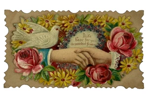 Antigua tarjeta de visita victoriana oso de la vida para ti sus flores más dulces años 1880 - Imagen 1 de 3