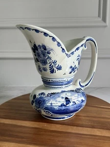 Vintage handbemalter Delfter blau weiß Holland Porzellan Krug mit Windmühle Design 8 Zoll - Bild 1 von 11