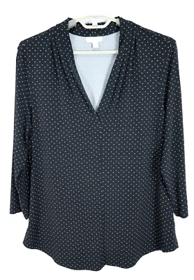 CHARTER CLUB Women's Polyester Blouse 3/4 Sleeve Polka Dot Black White Size XL - Image 1 of 4