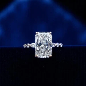 Anillo de compromiso de platino 950 de 3,50 quilates diamante corte radiante IGI cultivado en laboratorio - Imagen 1 de 12