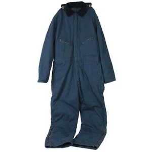 Vintage Walls Navy Blue Corduroy Collar Quilted Coveralls Snowsuit Mens L Tall - Picture 1 of 10