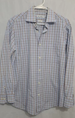 Camisa de vestir Birmania Bibas para hombre talla 15 1/2-32/33 blanca azul claro a rayas manga larga Foto 1 de 4