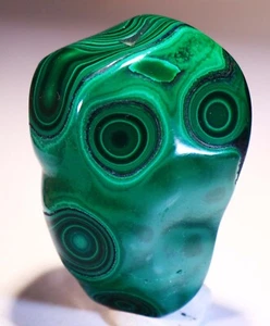 2,85 Zoll 7,6 Unzen hochwertiger polierter Bull's Eye Malachit, Kongo! M505 - Bild 1 von 4