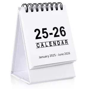 Mini Desk Calendar 2025-2026 Small Desktop Calendar Jan.2025 to Jun.2026 Stan... - Picture 1 of 7