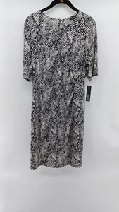 APT 9 Midi Dress White Black Large Leopard Print Short Sleeves NWT. - Picture 1 of 10