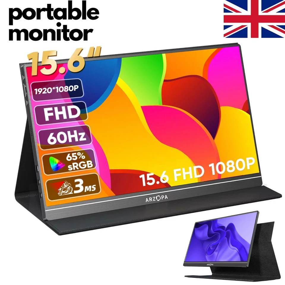 Ultra Slim 15.6'' Portable Monitor IPS Extender Second Screen Display for Laptop - Image 1 of 4