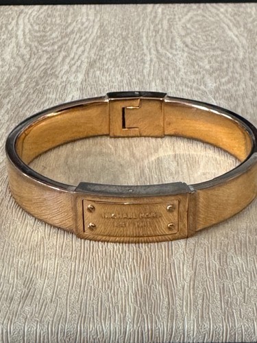 Bracciale Michael Kors placcato oro con cerniera larga firmato designer