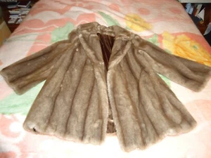 vintage Tissaval Blonde Faux Mink Fur Jacket w Pockets Sz Medium Made in France - Picture 1 of 12