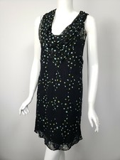 DIANE VON FURSTENBERG Gustava Black Silk Card Suit Print Black Lace Dress sz 4