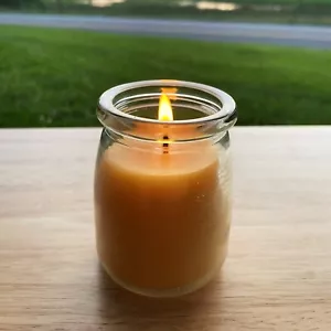 Large Beeswax Candle Glass Jar/All Natural Bees Wax Candles/Cork Top/24 Hr Burn - Picture 1 of 4