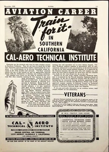 Anuncio impreso vintage de veteranos carrera aviación Instituto Técnico Cal-Aero 1945 - Imagen 1 de 6