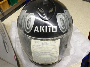 MOTORCYCLE HELMET DTC06 AKITO SIZE LARGE (L) BLACK DTC 06 R74 - Picture 1 of 4