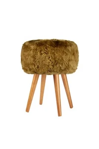 Sheepskin stool ,a chair, wooden oak legs - Picture 1 of 2