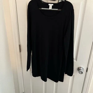 J Jill Black Large Tall Long Sleeve Sweater Tunic - Picture 1 of 5