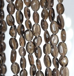 8X6-14X6MM SMOKY QUARTZ GEMSTONE PEBBLE NUGGET LOOSE BEADS 14.5inch - Picture 1 of 3