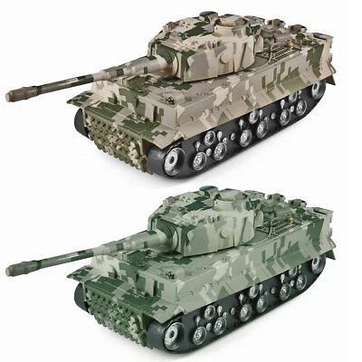Kids RC Remote Control Realistic Battle Tank Toy w/ Lights Sound Rotating Turret - Image 1 of 4