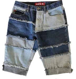 Vtg Zana Di Patchwork Jean Bermuda Shorts Womens Size 7 29 x 12 Festival Boho - Picture 1 of 12