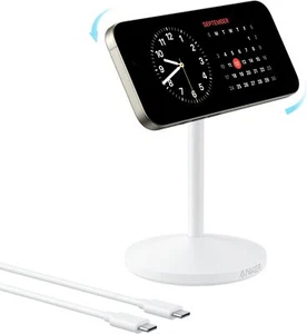 Anker MagGo Wireless Charger Stand iPhone 16 15W MagSafe Charging 360° Rotation - Picture 1 of 6