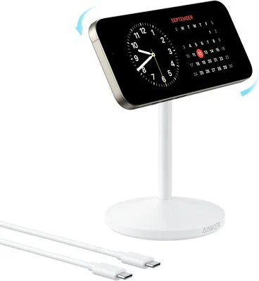 Anker MagGo Wireless Charger Stand iPhone 16 15W MagSafe Charging 360° Rotation - Image 1 of 4