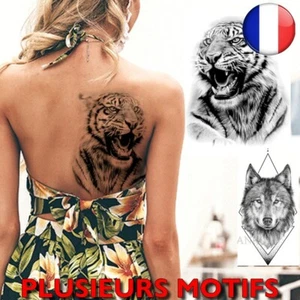 Temporary Tattoos Tiger Men Leopard Wolf Waterproof Beast Animals Arm Legs - Picture 1 of 7