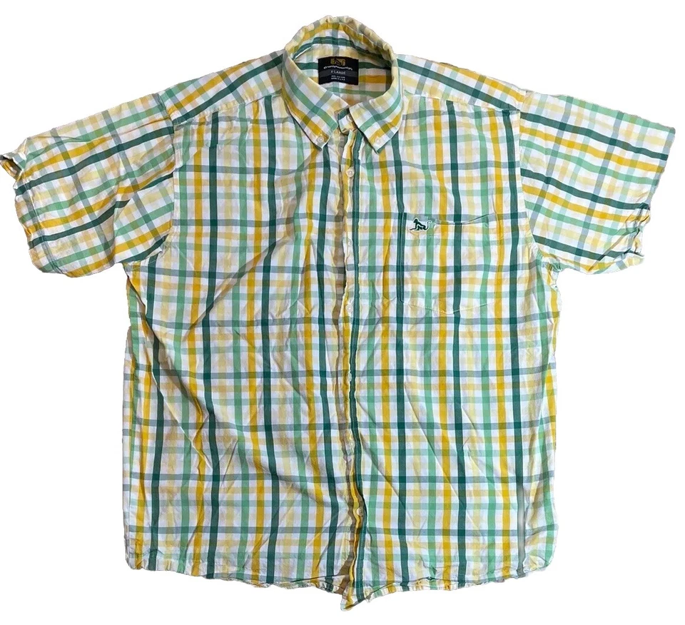 2 Drunknmunky Mens Short Sleeved Shirts Green/Yellow, Blue  Plaid Both Size XL - Image 1 of 4
