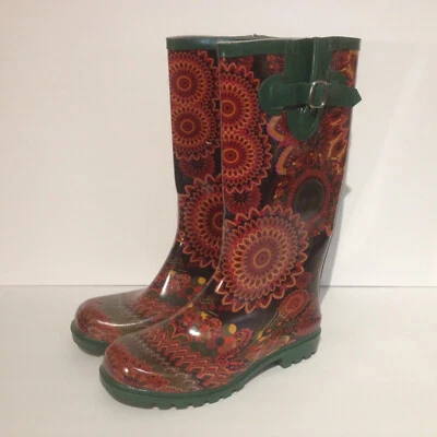 Botas de Lluvia Nomad Puddles Hippie Estampado Artístico Floral Paisley Boho Para Mujer Talla 7 Foto 1 de 4