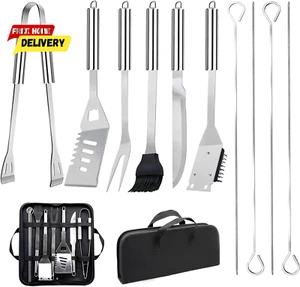 11Pcs Stainless Steel BBQ Grilling Accessories Set,Portable Practical Grill Tool - Picture 1 of 12