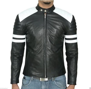 Elegant Men Black Real Leather Motorcycle Jacket Lambskin Trendy Punk JacketMJ68 - Picture 1 of 4