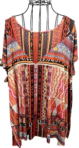 Cato Orange Western Design and Lace Top Size 18/20W - Picture 1 of 6