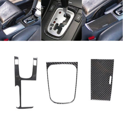 Kit de troca de marchas interior de fibra de carbono 3 peças acabamento de tampa para Acura TSX 2004-2008 - Imagem 1 de 4