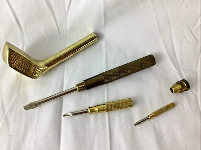 Vintage Golf Club Shaped Brass Screwdriver Paperweight 7” - Image 1 of 4